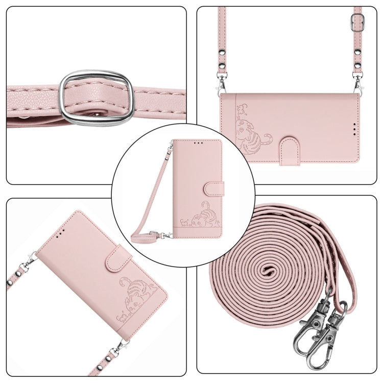 For Blackview Wave 6C Cat Rat Embossed Pattern RFID Leather Phone Case with Lanyard(Pink) - More Brand by PMC Jewellery | Online Shopping South Africa | PMC Jewellery | Buy Now Pay Later Mobicred