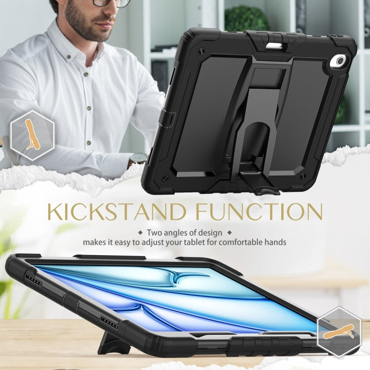 For iPad Air 13 2024 Silicone Hydric PC Tablet Case with Shoulder Strap & Holder(Black) - iPad Air 13 2024 Cases by PMC Jewellery | Online Shopping South Africa | PMC Jewellery | Buy Now Pay Later Mobicred