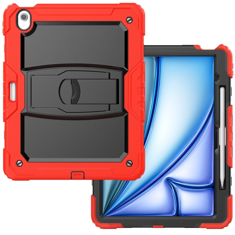 For iPad Air 13 2024 Silicone Hydric PC Tablet Case with Shoulder Strap & Holder(Red) - iPad Air 13 2024 Cases by PMC Jewellery | Online Shopping South Africa | PMC Jewellery | Buy Now Pay Later Mobicred