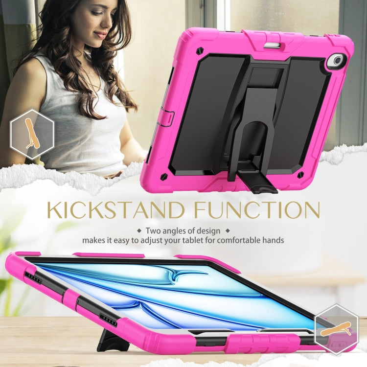 For iPad Air 13 2024 Silicone Hydric PC Tablet Case with Shoulder Strap & Holder(Rose Red) - iPad Air 13 2024 Cases by PMC Jewellery | Online Shopping South Africa | PMC Jewellery | Buy Now Pay Later Mobicred
