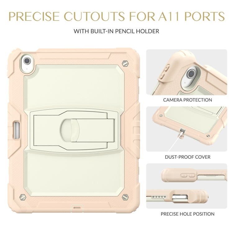 For iPad Air 13 2024 Silicone Hydric PC Tablet Case with Shoulder Strap & Holder(Beige Rose Gold) - iPad Air 13 2024 Cases by PMC Jewellery | Online Shopping South Africa | PMC Jewellery | Buy Now Pay Later Mobicred