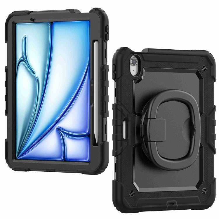 For iPad Air 11 2024 Handle Silicone Hydric PC Tablet Case with Shoulder Strap(Black) - iPad Air 11 2024 Cases by PMC Jewellery | Online Shopping South Africa | PMC Jewellery | Buy Now Pay Later Mobicred