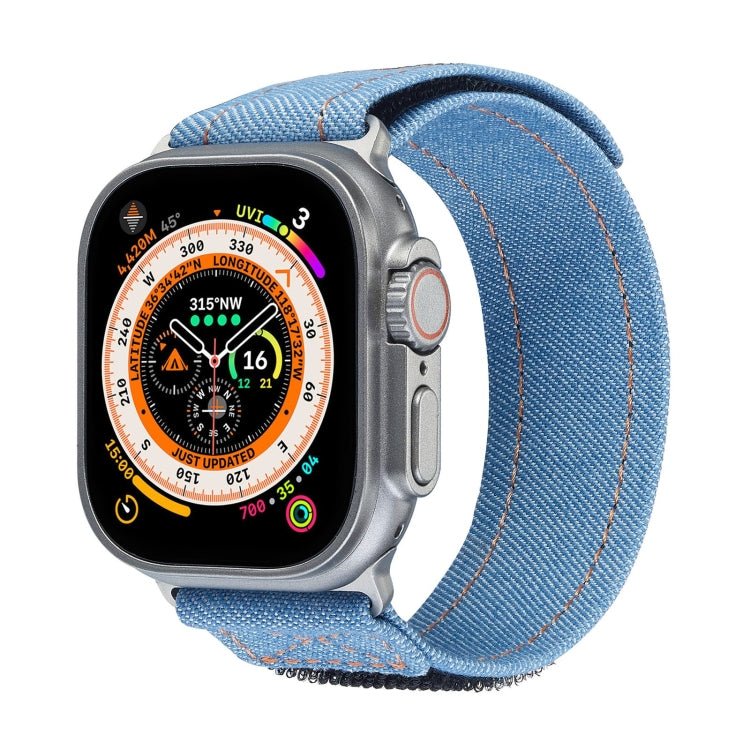 For Apple Watch Ultra 2 49mm Cowboy Nylon Hook and Loop Fastener Watch Band(Light Blue) - Watch Bands by PMC Jewellery | Online Shopping South Africa | PMC Jewellery | Buy Now Pay Later Mobicred