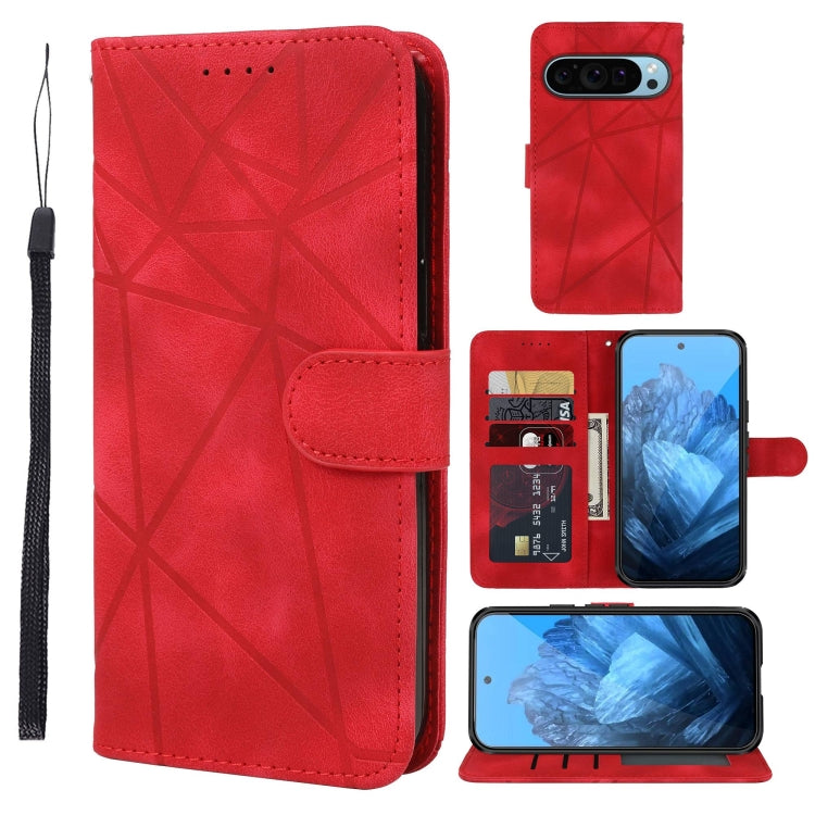 For Google Pixel 9 / 9 Pro Skin Feel Geometric Lines Leather Phone Case(Red) - Google Cases by PMC Jewellery | Online Shopping South Africa | PMC Jewellery | Buy Now Pay Later Mobicred