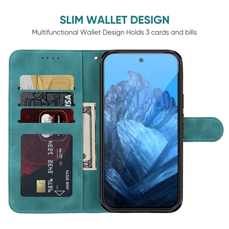 For Google Pixel 9 / 9 Pro Skin Feel Geometric Lines Leather Phone Case(Green) - Google Cases by PMC Jewellery | Online Shopping South Africa | PMC Jewellery | Buy Now Pay Later Mobicred