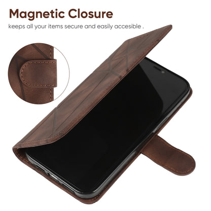 For Google Pixel 9 / 9 Pro Skin Feel Geometric Lines Leather Phone Case(Brown) - Google Cases by PMC Jewellery | Online Shopping South Africa | PMC Jewellery | Buy Now Pay Later Mobicred