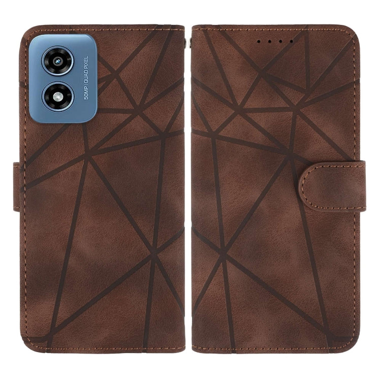 For Motorola Moto G Play 4G 2024 Skin Feel Geometric Lines Leather Phone Case(Brown) - Motorola Cases by PMC Jewellery | Online Shopping South Africa | PMC Jewellery | Buy Now Pay Later Mobicred