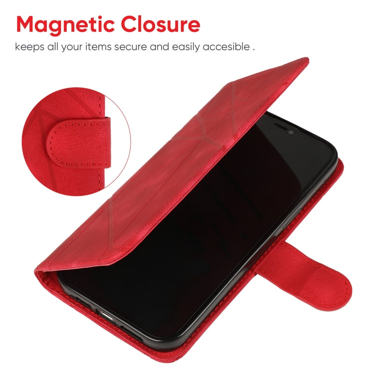 For Motorola Moto G Power 5G 2024 Skin Feel Geometric Lines Leather Phone Case(Red) - Motorola Cases by PMC Jewellery | Online Shopping South Africa | PMC Jewellery | Buy Now Pay Later Mobicred