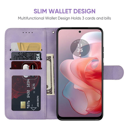 For Motorola Moto G Power 5G 2024 Skin Feel Geometric Lines Leather Phone Case(Purple) - Motorola Cases by PMC Jewellery | Online Shopping South Africa | PMC Jewellery | Buy Now Pay Later Mobicred