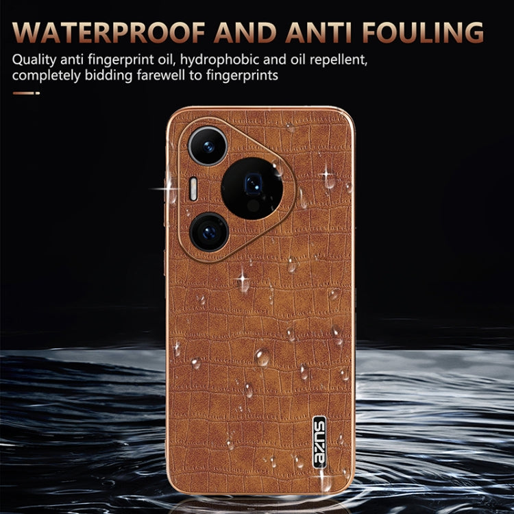 For Huawei Pura 70 Pro / 70 Pro+ AZNS Electroplated Frame Crocodile Texture Full Coverage Phone Case(Brown) - Huawei Cases by AZNS | Online Shopping South Africa | PMC Jewellery | Buy Now Pay Later Mobicred