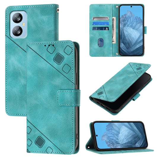 For Blackview A52 Skin Feel Embossed Leather Phone Case(Green) - More Brand by PMC Jewellery | Online Shopping South Africa | PMC Jewellery | Buy Now Pay Later Mobicred