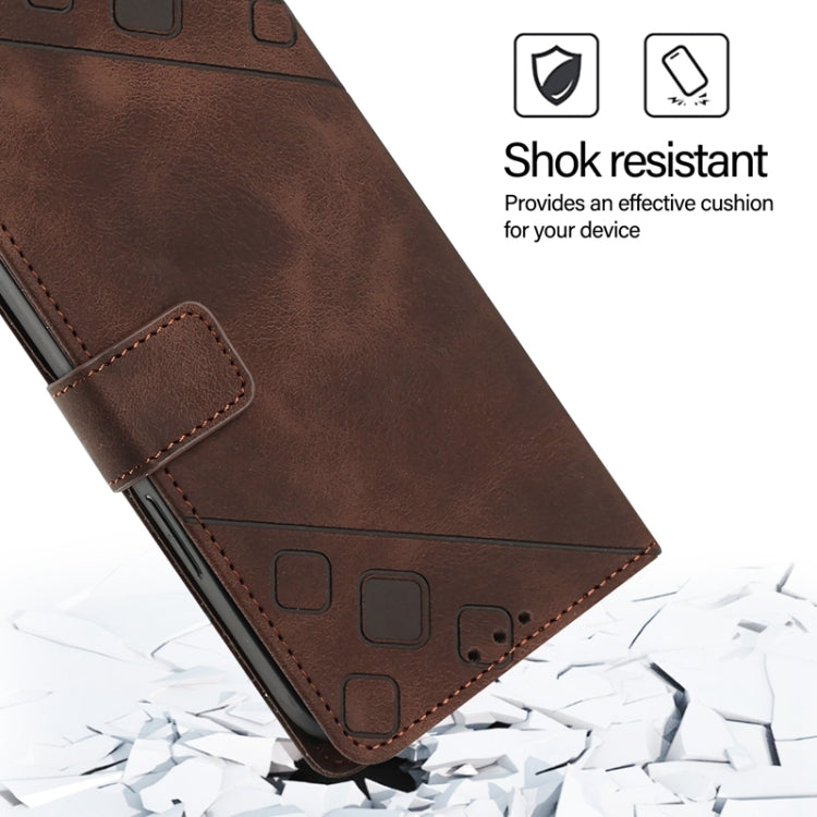 For Blackview A53 Skin Feel Embossed Leather Phone Case(Brown) - More Brand by PMC Jewellery | Online Shopping South Africa | PMC Jewellery | Buy Now Pay Later Mobicred