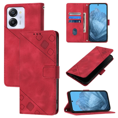 For Blackview Color 8 Skin Feel Embossed Leather Phone Case(Red) - More Brand by PMC Jewellery | Online Shopping South Africa | PMC Jewellery | Buy Now Pay Later Mobicred