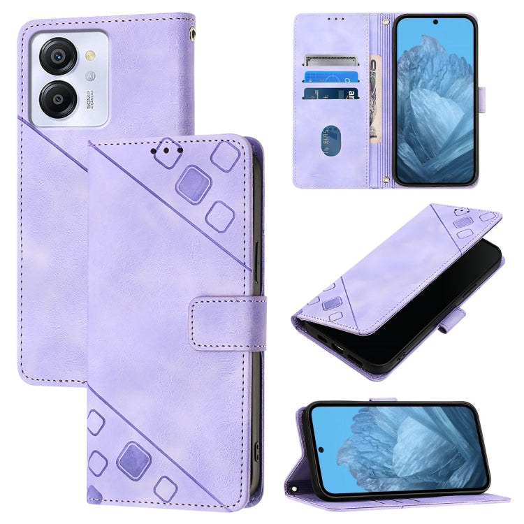 For Blackview Color 8 Skin Feel Embossed Leather Phone Case(Light Purple) - More Brand by PMC Jewellery | Online Shopping South Africa | PMC Jewellery | Buy Now Pay Later Mobicred