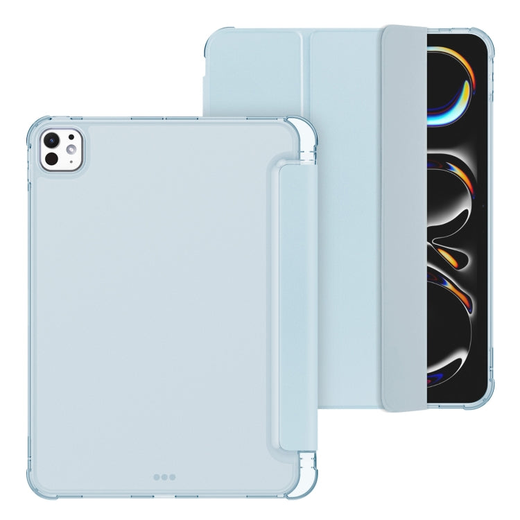 For iPad Pro 11 2024 Tri-fold Holder TPU Cover Frosted Leather Smart Tablet Case withh Pen Slot(Sky Blue) - iPad Pro 11 2024 Cases by PMC Jewellery | Online Shopping South Africa | PMC Jewellery | Buy Now Pay Later Mobicred