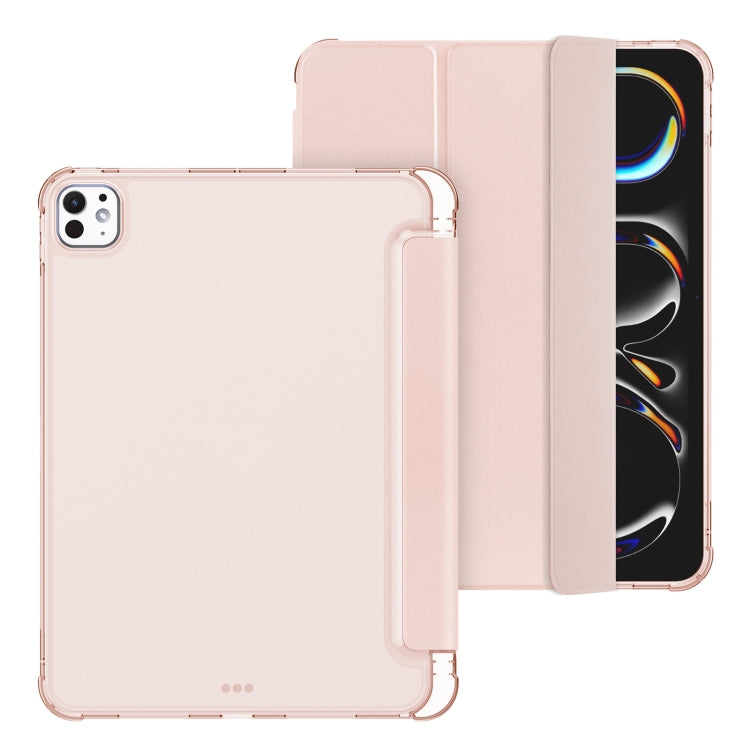 For iPad Pro 11 2024 Tri-fold Holder TPU Cover Frosted Leather Smart Tablet Case withh Pen Slot(Rose Gold) - iPad Pro 11 2024 Cases by PMC Jewellery | Online Shopping South Africa | PMC Jewellery | Buy Now Pay Later Mobicred