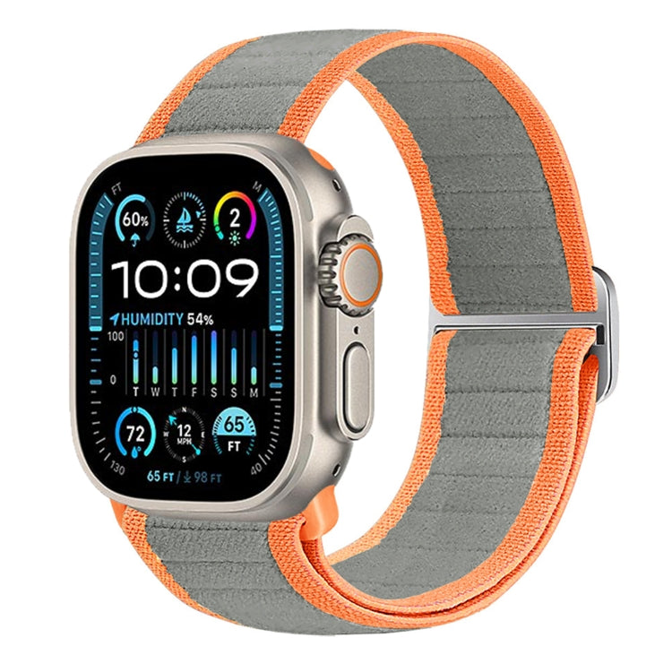 For Apple Watch Ultra 2 49mm Nylon Elastic Buckle Watch Band(Grey Orange) - Watch Bands by PMC Jewellery | Online Shopping South Africa | PMC Jewellery | Buy Now Pay Later Mobicred