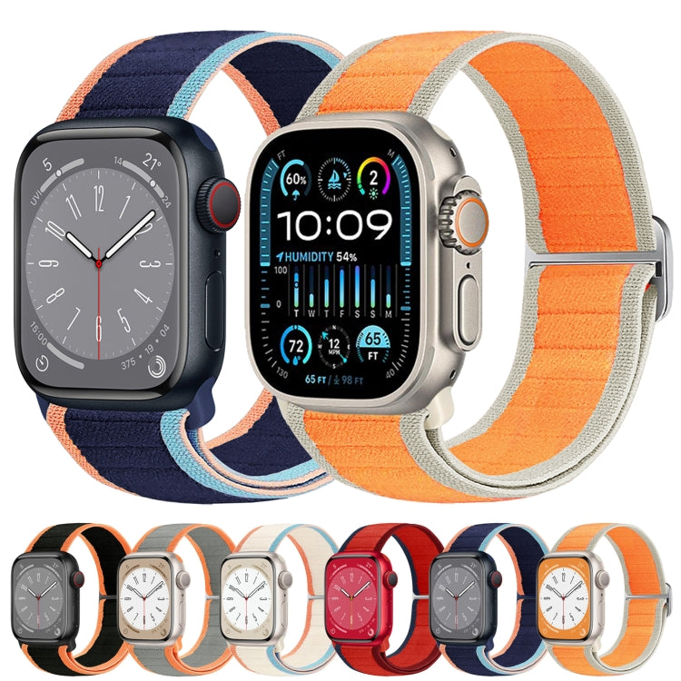 For Apple Watch Ultra 49mm Nylon Elastic Buckle Watch Band(Grey Orange) - Watch Bands by PMC Jewellery | Online Shopping South Africa | PMC Jewellery | Buy Now Pay Later Mobicred