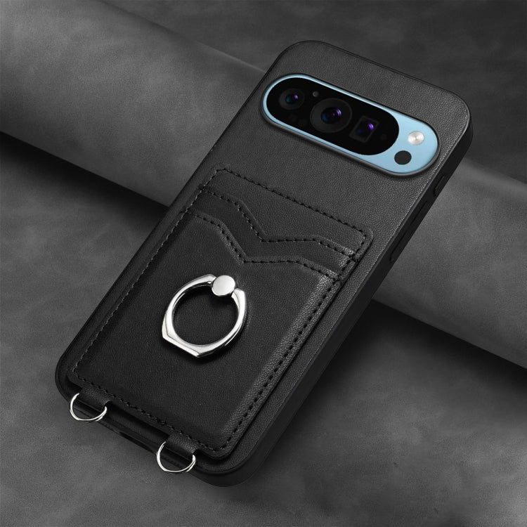 For Google Pixel 9 / 9 Pro R20 Ring Card Holder Phone Case(Black) - Google Cases by PMC Jewellery | Online Shopping South Africa | PMC Jewellery | Buy Now Pay Later Mobicred