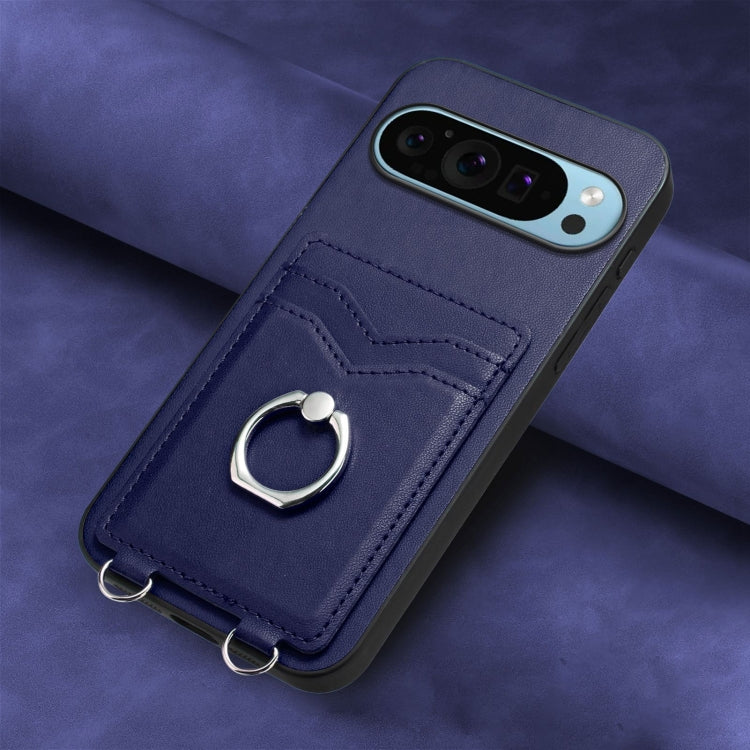 For Google Pixel 9 / 9 Pro R20 Ring Card Holder Phone Case(Blue) - Google Cases by PMC Jewellery | Online Shopping South Africa | PMC Jewellery | Buy Now Pay Later Mobicred