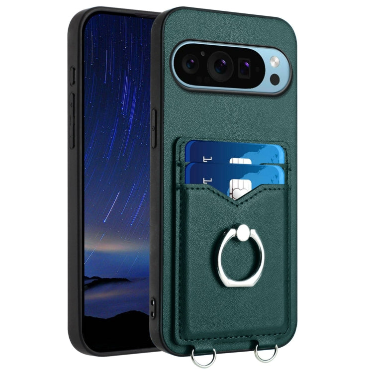 For Google Pixel 9 / 9 Pro R20 Ring Card Holder Phone Case(Green) - Google Cases by PMC Jewellery | Online Shopping South Africa | PMC Jewellery | Buy Now Pay Later Mobicred