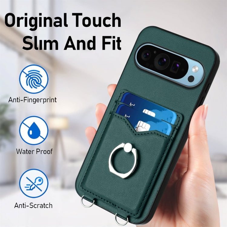 For Google Pixel 9 Pro XL R20 Ring Card Holder Phone Case(Green) - Google Cases by PMC Jewellery | Online Shopping South Africa | PMC Jewellery | Buy Now Pay Later Mobicred