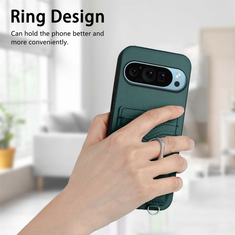 For Google Pixel 9 Pro XL R20 Ring Card Holder Phone Case(Green) - Google Cases by PMC Jewellery | Online Shopping South Africa | PMC Jewellery | Buy Now Pay Later Mobicred