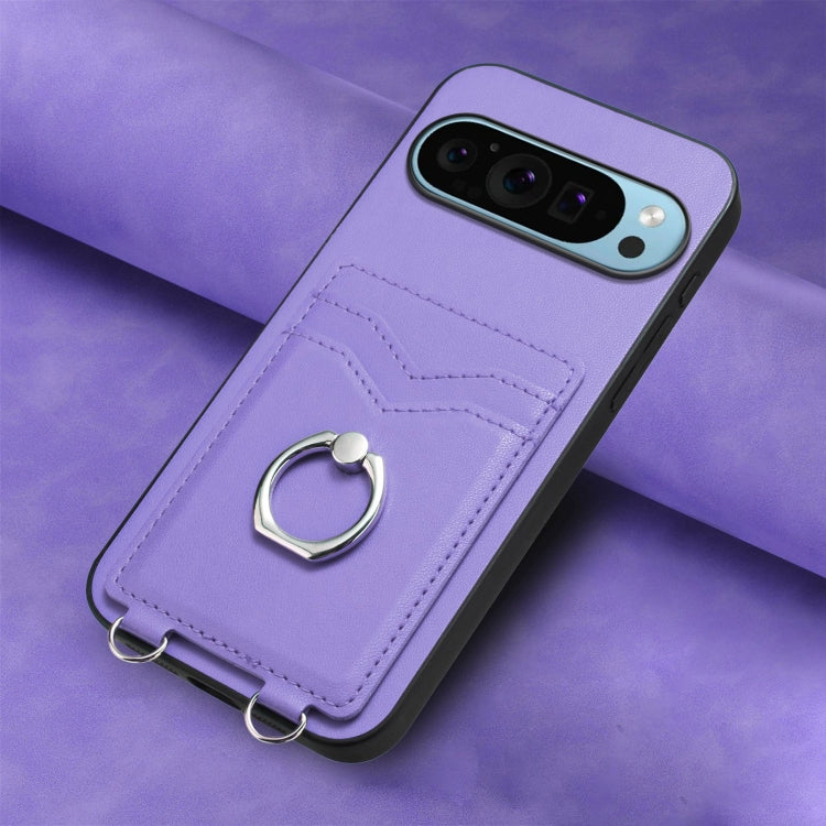 For Google Pixel 9 Pro XL R20 Ring Card Holder Phone Case(Purple) - Google Cases by PMC Jewellery | Online Shopping South Africa | PMC Jewellery | Buy Now Pay Later Mobicred