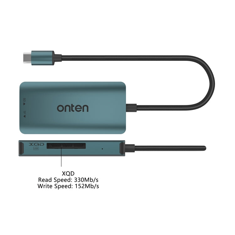 Onten C13 3 in 1 USB-C / Type-C to XQD & SD & TF Card Reader(Pine Green) - Card Reader by Onten | Online Shopping South Africa | PMC Jewellery | Buy Now Pay Later Mobicred