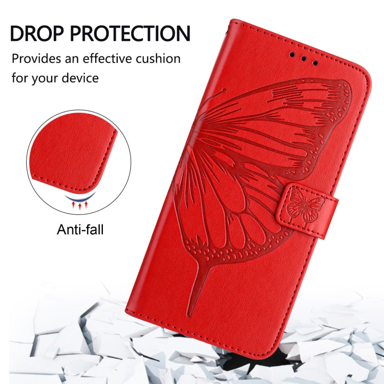 For Blackview A52 Embossed Butterfly Leather Phone Case(Red) - More Brand by PMC Jewellery | Online Shopping South Africa | PMC Jewellery | Buy Now Pay Later Mobicred