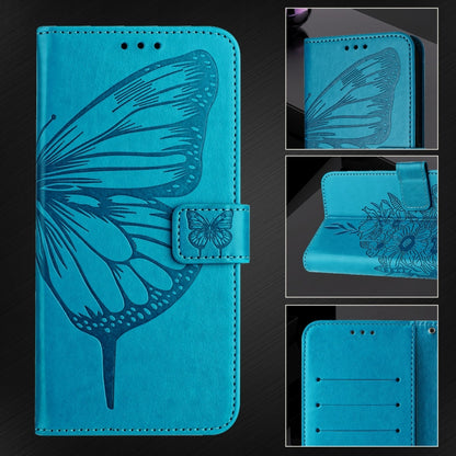 For Blackview A52 Embossed Butterfly Leather Phone Case(Blue) - More Brand by PMC Jewellery | Online Shopping South Africa | PMC Jewellery | Buy Now Pay Later Mobicred