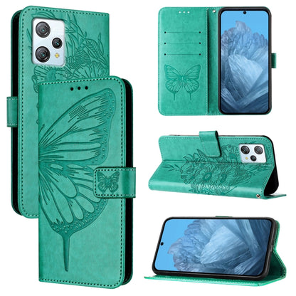 For Blackview A53 Embossed Butterfly Leather Phone Case(Green) - More Brand by PMC Jewellery | Online Shopping South Africa | PMC Jewellery | Buy Now Pay Later Mobicred