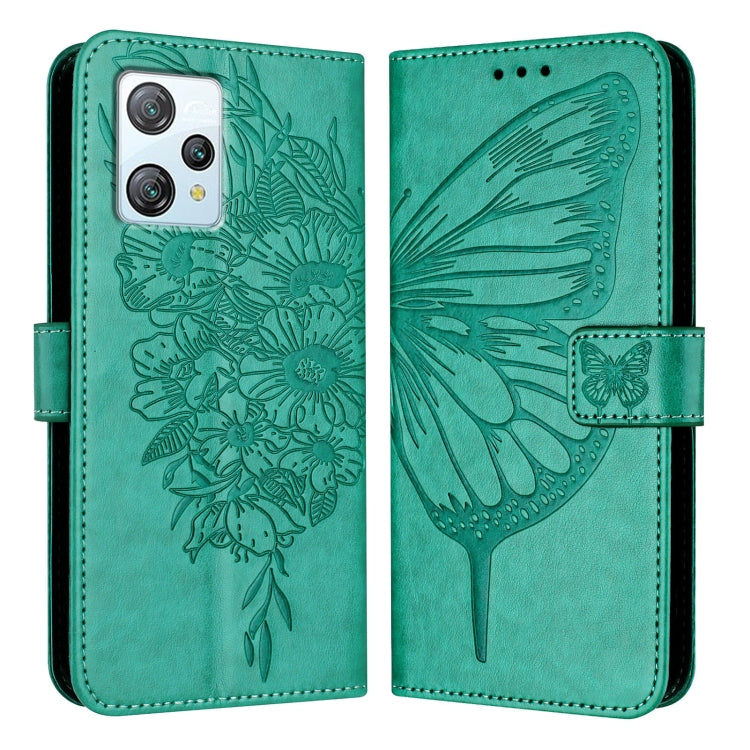 For Blackview A53 Embossed Butterfly Leather Phone Case(Green) - More Brand by PMC Jewellery | Online Shopping South Africa | PMC Jewellery | Buy Now Pay Later Mobicred