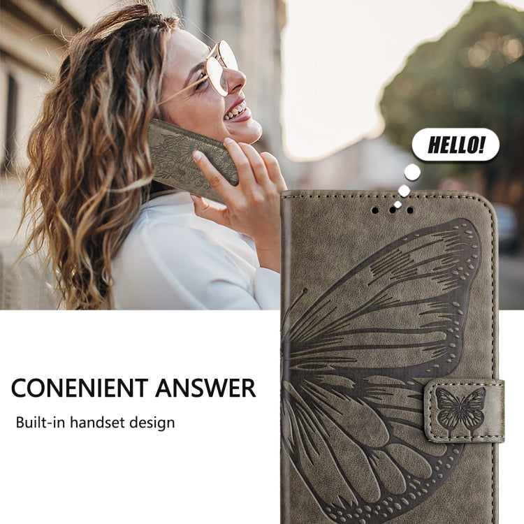 For Blackview Shark 8 Embossed Butterfly Leather Phone Case(Grey) - More Brand by PMC Jewellery | Online Shopping South Africa | PMC Jewellery | Buy Now Pay Later Mobicred