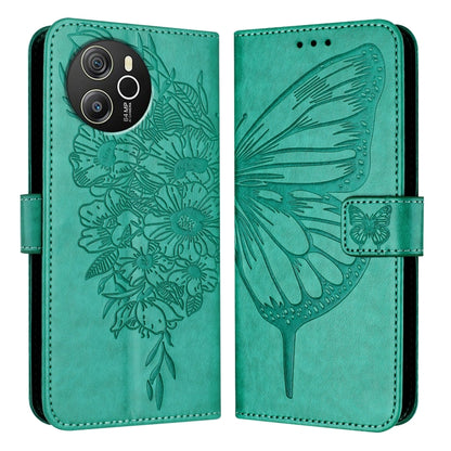 For Blackview Shark 8 Embossed Butterfly Leather Phone Case(Green) - More Brand by PMC Jewellery | Online Shopping South Africa | PMC Jewellery | Buy Now Pay Later Mobicred