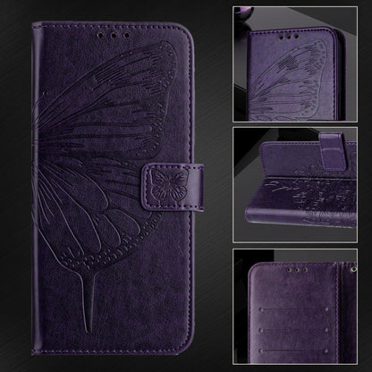 For Blackview Wave 6C Embossed Butterfly Leather Phone Case(Dark Purple) - More Brand by PMC Jewellery | Online Shopping South Africa | PMC Jewellery | Buy Now Pay Later Mobicred