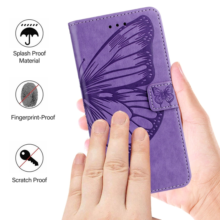 For Blackview Color 8 Embossed Butterfly Leather Phone Case(Purple) - More Brand by PMC Jewellery | Online Shopping South Africa | PMC Jewellery | Buy Now Pay Later Mobicred