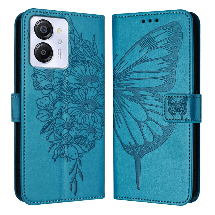 For Blackview Color 8 Embossed Butterfly Leather Phone Case(Blue) - More Brand by PMC Jewellery | Online Shopping South Africa | PMC Jewellery | Buy Now Pay Later Mobicred