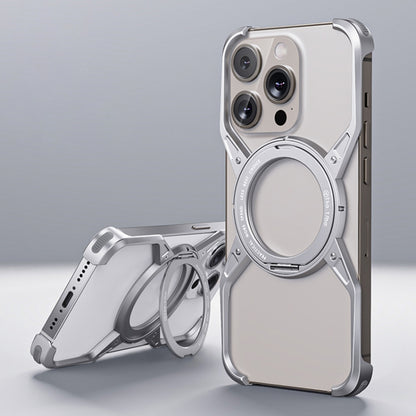 For iPhone 13 Pro / 14 Pro / 15 Pro Aluminum Alloy Frameless 360-Degree Rotating Phone Case(Silver) - iPhone 15 Pro Cases by PMC Jewellery | Online Shopping South Africa | PMC Jewellery | Buy Now Pay Later Mobicred