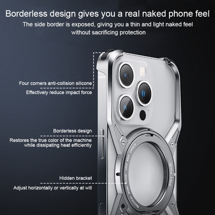 For iPhone 13 Pro Max / 14 Pro Max Aluminum Alloy Frameless 360-Degree Rotating Phone Case(Grey) - iPhone 14 Pro Max Tempered Glass by PMC Jewellery | Online Shopping South Africa | PMC Jewellery | Buy Now Pay Later Mobicred