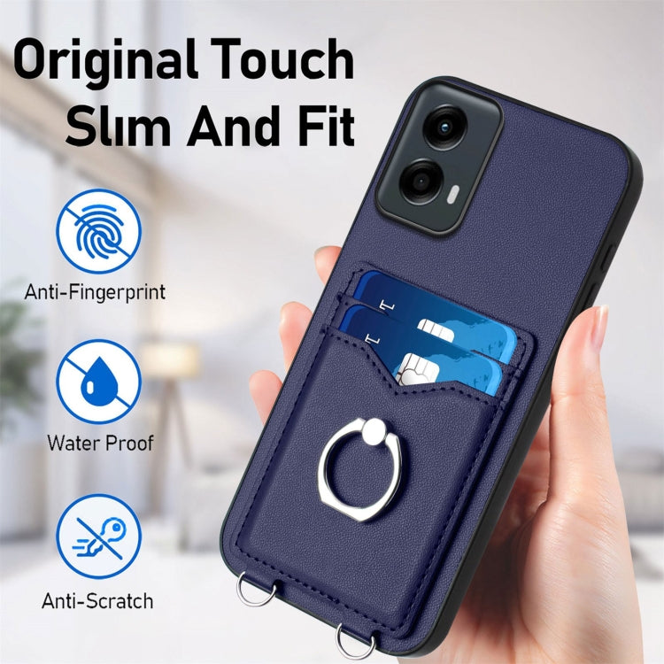 For Motorola Moto G 5G 2024 R20 Ring Card Holder Phone Case(Blue) - Motorola Cases by PMC Jewellery | Online Shopping South Africa | PMC Jewellery | Buy Now Pay Later Mobicred