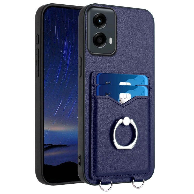 For Motorola Moto G Play 2024 5G R20 Ring Card Holder Phone Case(Blue) - Motorola Cases by PMC Jewellery | Online Shopping South Africa | PMC Jewellery | Buy Now Pay Later Mobicred