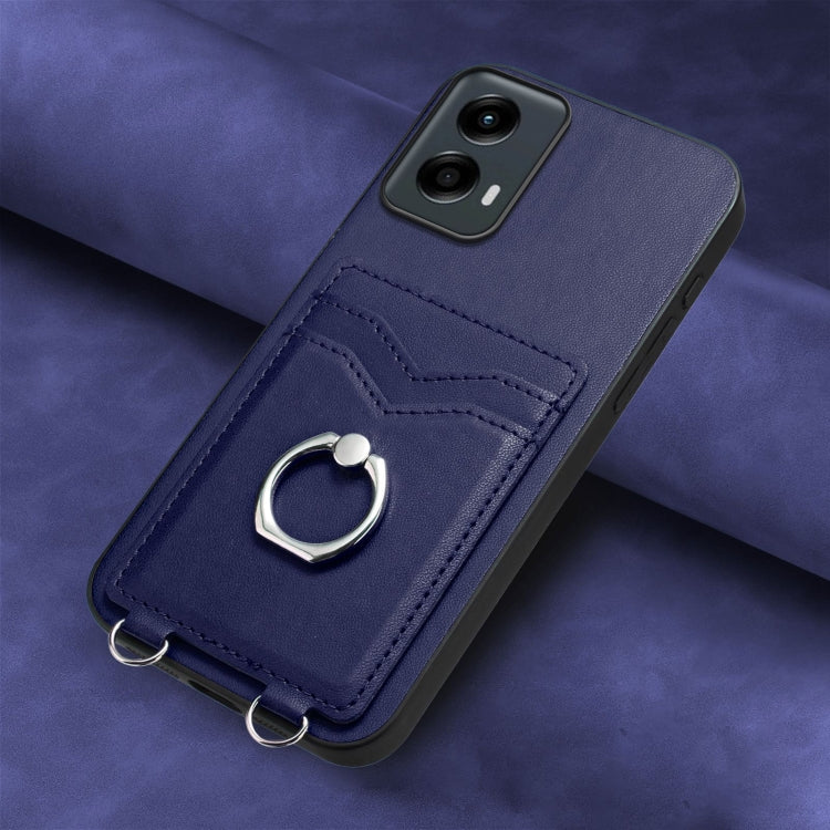 For Motorola Moto G Play 2024 5G R20 Ring Card Holder Phone Case(Blue) - Motorola Cases by PMC Jewellery | Online Shopping South Africa | PMC Jewellery | Buy Now Pay Later Mobicred