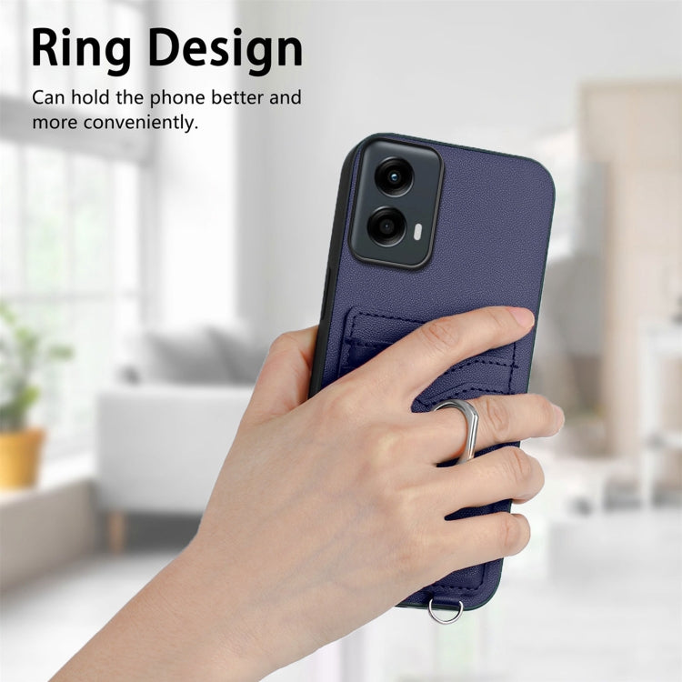 For Motorola Moto G Play 2024 5G R20 Ring Card Holder Phone Case(Blue) - Motorola Cases by PMC Jewellery | Online Shopping South Africa | PMC Jewellery | Buy Now Pay Later Mobicred