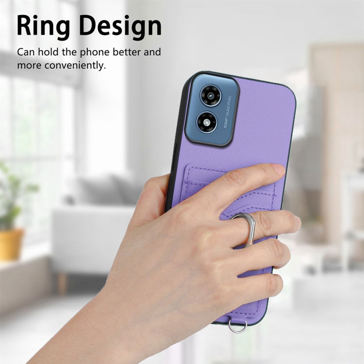 For Motorola Moto G Play 2024 4G R20 Ring Card Holder Phone Case(Purple) - Motorola Cases by PMC Jewellery | Online Shopping South Africa | PMC Jewellery | Buy Now Pay Later Mobicred