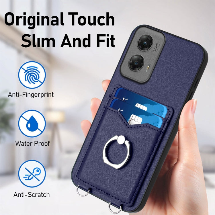 For Motorola Moto G Stylus 5G 2024 R20 Ring Card Holder Phone Case(Blue) - Motorola Cases by PMC Jewellery | Online Shopping South Africa | PMC Jewellery | Buy Now Pay Later Mobicred