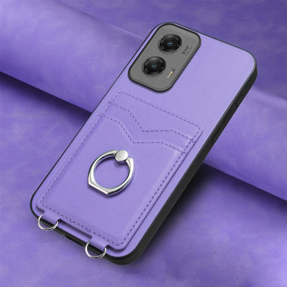 For Motorola Moto G Stylus 5G 2024 R20 Ring Card Holder Phone Case(Purple) - Motorola Cases by PMC Jewellery | Online Shopping South Africa | PMC Jewellery | Buy Now Pay Later Mobicred