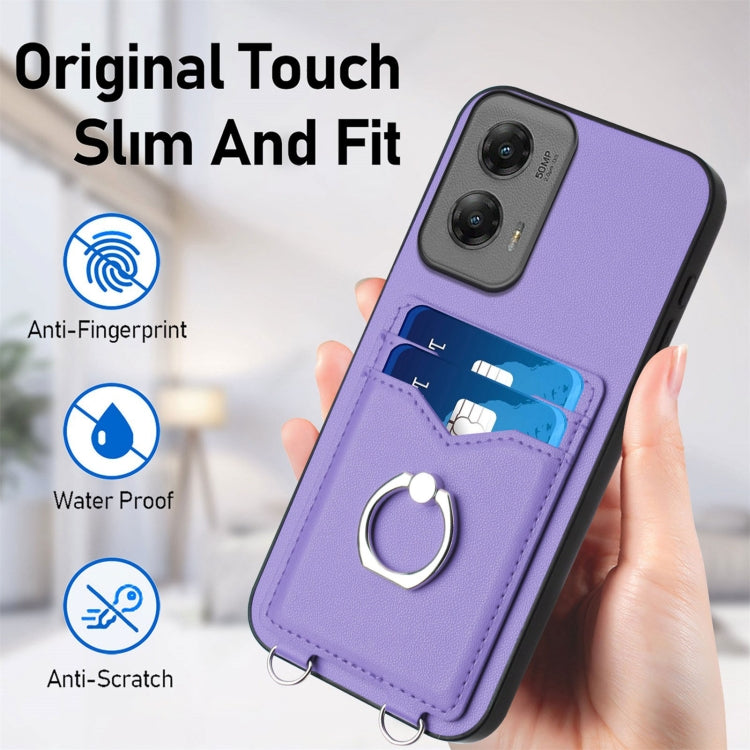 For Motorola Moto G Stylus 5G 2024 R20 Ring Card Holder Phone Case(Purple) - Motorola Cases by PMC Jewellery | Online Shopping South Africa | PMC Jewellery | Buy Now Pay Later Mobicred