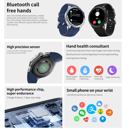 HD Watch X 1.43 inch IP68 BT5.3 Sport Smart Watch, Support Bluetooth Call / Sleep / Blood Oxygen / Heart Rate / Blood Pressure Health Monitor(Blue Leather + Blue Silicone Strap) - Smart Watches by PMC Jewellery | Online Shopping South Africa | PMC Jewellery | Buy Now Pay Later Mobicred