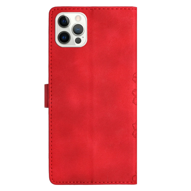 For iPhone 16 Pro Max Cherry Blossom Butterfly Skin Feel Embossed PU Phone Case(Red) - iPhone 16 Pro Max Cases by PMC Jewellery | Online Shopping South Africa | PMC Jewellery | Buy Now Pay Later Mobicred